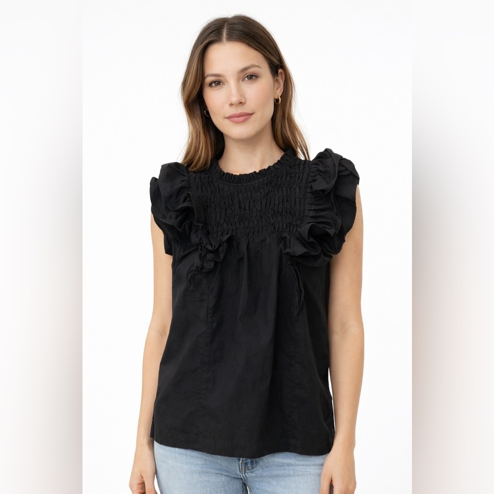 Magali Pascal Cotton Flutter Sleeve Blouse